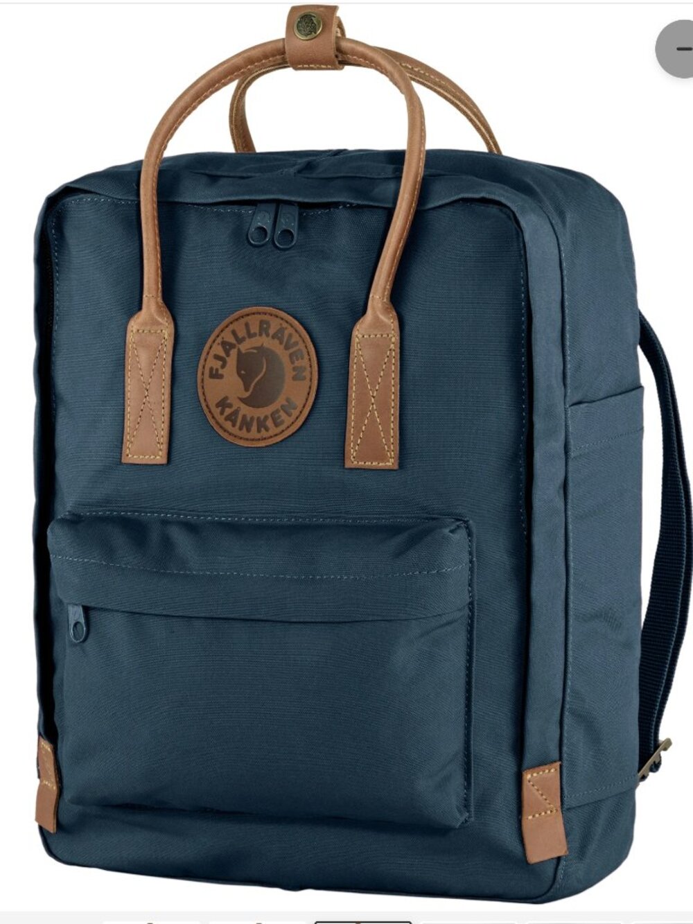 Fjällräven Kånken No. 2 Backpack – Navy Blue & Brown Leather – Like New
